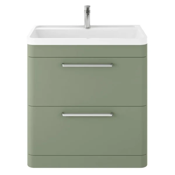 Hudson Reed Solar 800mm Floor Standing Cabinet & Basin   Matt Fern Green