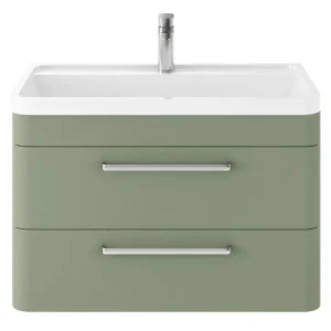 Hudson Reed Solar 800mm Wall Hung Cabinet & Basin   Matt Fern Green