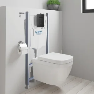 Grohe Solido Even Black Flush Plate / Euro Rimless Ceramic Complete WC Pack