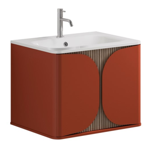 Crosswater Tambour 600mm One Drawer Wall Hung Vanity with 1TH Basin   Soft Clay