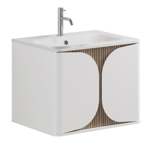 Crosswater Tambour 600mm One Drawer Wall Hung Vanity with 1TH Basin   Matt White