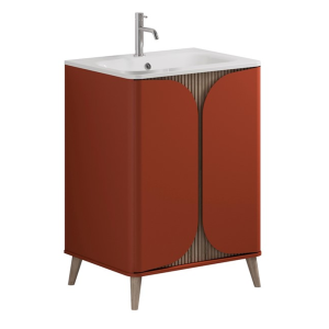 Crosswater Tambour 600mm Floor Standing Vanity with 1TH Basin   Soft Clay