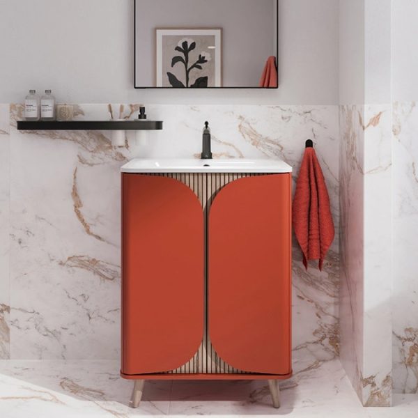 Crosswater Tambour 600mm Floor Standing Vanity with 1TH Basin   Soft Clay - Image 3