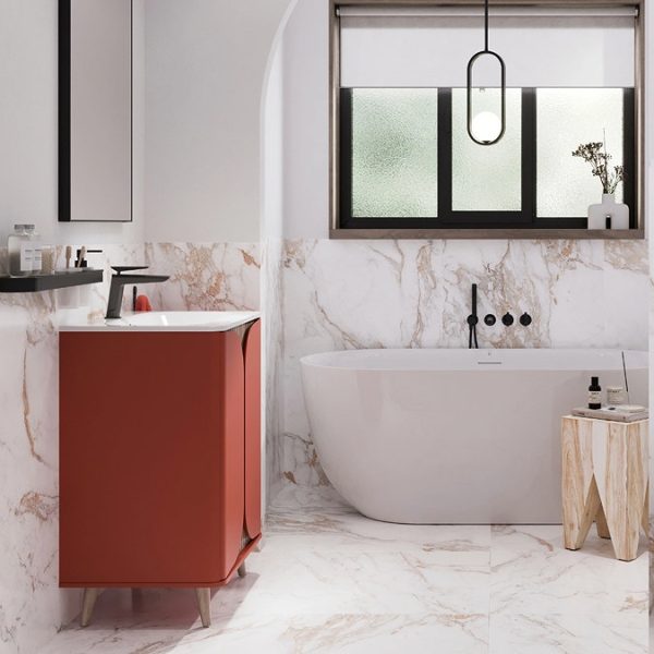Crosswater Tambour 600mm Floor Standing Vanity with 1TH Basin   Soft Clay - Image 2