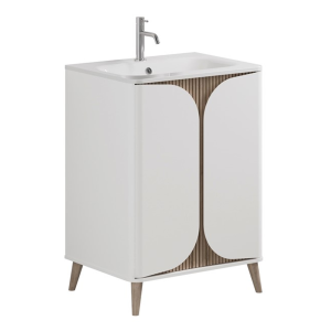 Crosswater Tambour 600mm Floor Standing Vanity with 1TH Basin   Matt White