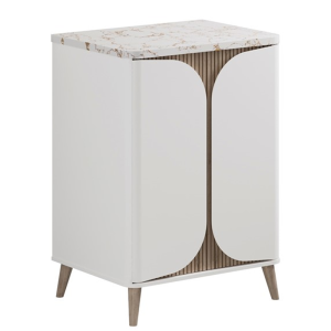 Crosswater Tambour Matt White 600mm Floor Standing Vanity Unit with Worktop