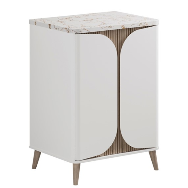 Crosswater Tambour Matt White 600mm Floor Standing Vanity Unit with Worktop