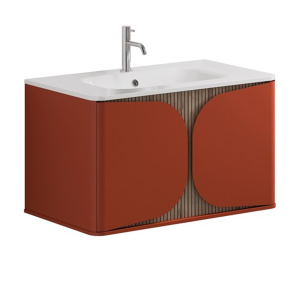 Crosswater Tambour 800mm One Drawer Wall Hung Vanity with 1TH Basin   Soft Clay