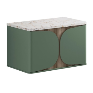 Crosswater Tambour Sage Green 800mm One Drawer Wall Hung Vanity Unit with Worktop