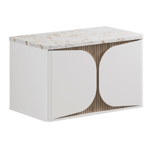 Crosswater Tambour Matt White 800mm One Drawer Wall Hung Vanity Unit with Worktop