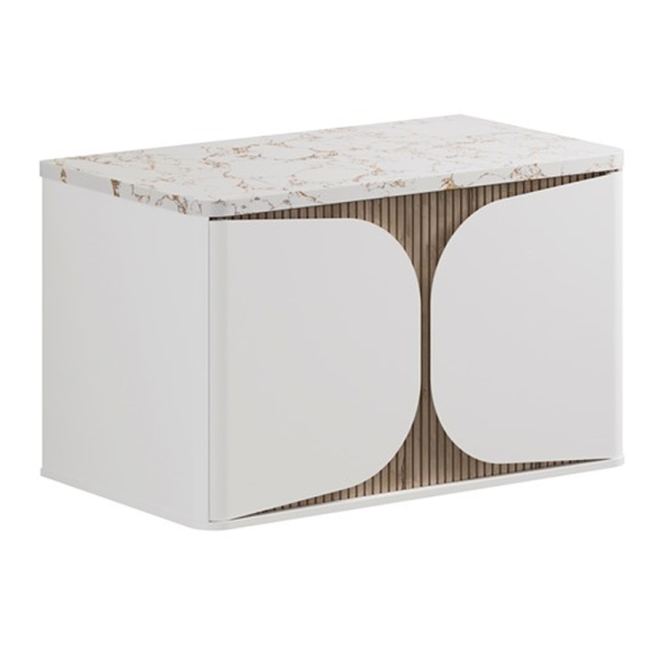 Crosswater Tambour Matt White 800mm One Drawer Wall Hung Vanity Unit with Worktop