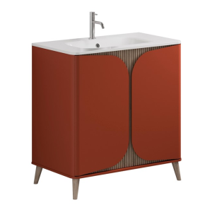 Crosswater Tambour 800mm Floor Standing Vanity with 1TH Basin   Soft Clay