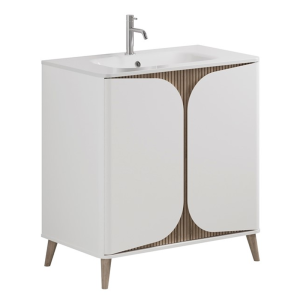 Crosswater Tambour 800mm Floor Standing Vanity with 1TH Basin   White Matt