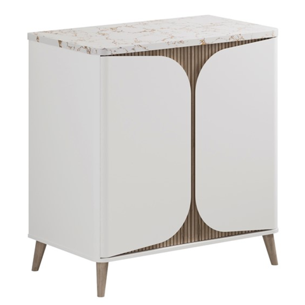 Crosswater Tambour Matt White 800mm Floor Standing Vanity Unit with Worktop
