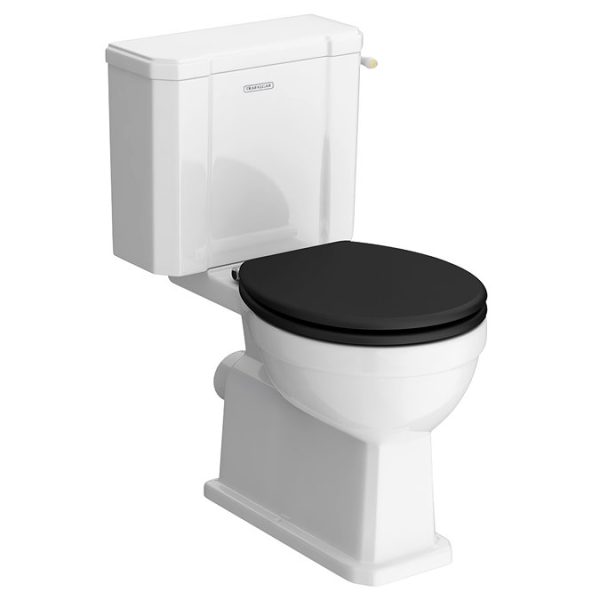 Trafalgar Close Coupled Toilet with Brushed Brass Flush   Excludes Seat - Image 4