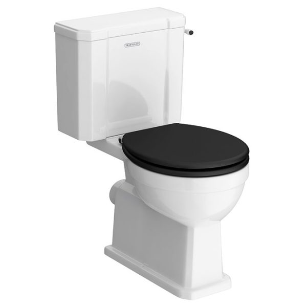 Trafalgar Close Coupled Toilet with Matt Black Flush   Excludes Seat - Image 4