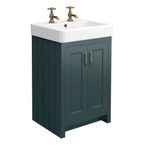 Chatsworth Traditional Green Vanity (560mm Wide   2 Tap Hole)