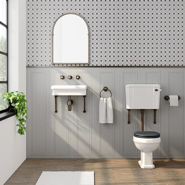 Chatsworth Traditional Low Level Toilet with Wall Brackets   Excludes Seat   Antique Brass - Image 6
