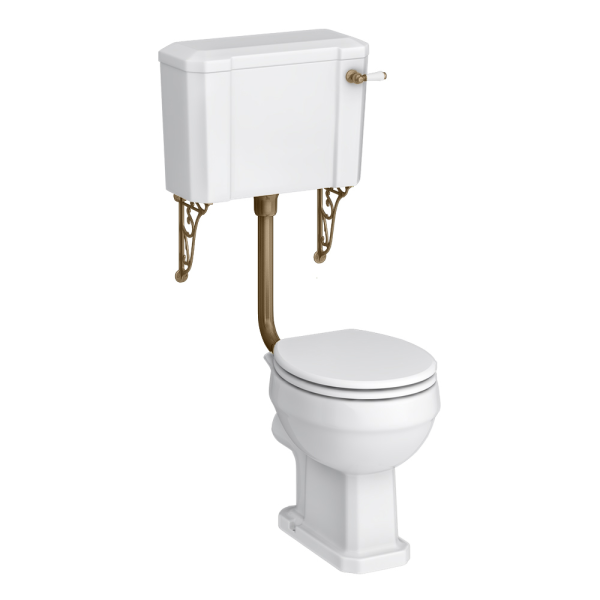 Chatsworth Traditional Low Level Toilet with Wall Brackets   Excludes Seat   Antique Brass