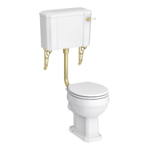 Chatsworth Traditional Low Level Toilet with Wall Brackets   Excludes Seat   Brushed Brass