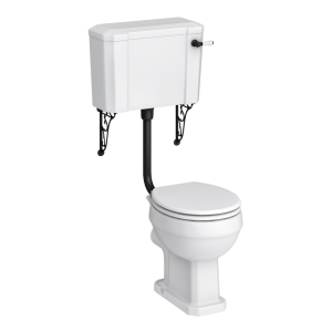 Chatsworth Traditional Low Level Toilet with Wall Brackets   Excludes Seat   Matt Black