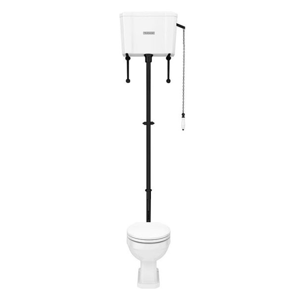 Trafalgar High Level Toilet (Matt Black) Excludes Seat - Image 3