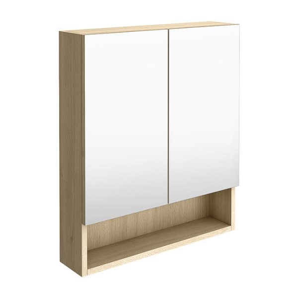 Tivoli 600 Mirrored 2 Door Cabinet with Open Shelf   Oak - Image 5