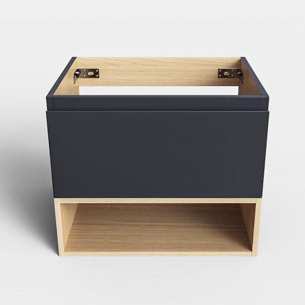 Tivoli 600 Wall Hung Vanity Unit with Open Shelf   Charcoal and Oak - Image 6