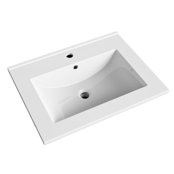Tivoli 600 Wall Hung Vanity Unit with Open Shelf   Charcoal and Oak - Image 3