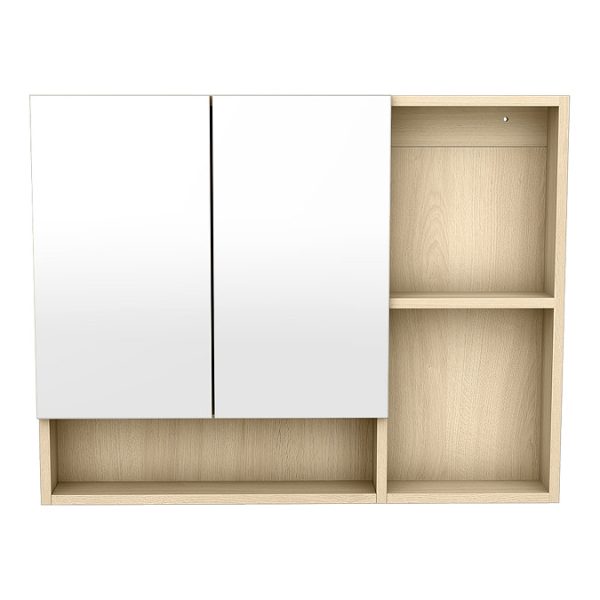 Tivoli 900 Mirrored 2 Door Cabinet with Open Shelving   Oak - Image 4