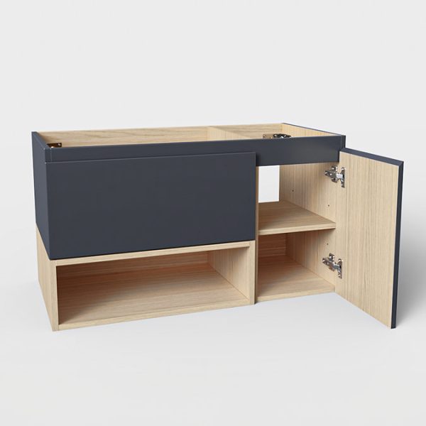Tivoli 900 Wall Hung Vanity Unit with Open Shelf   Charcoal and Oak - Image 5