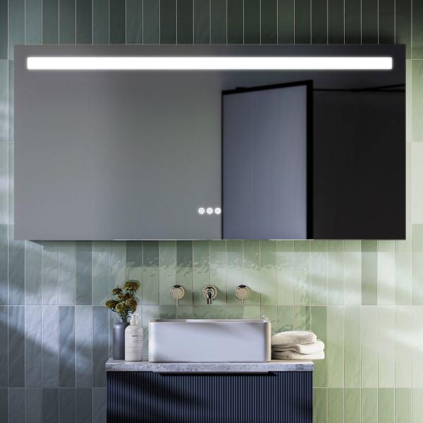 Toreno 1200 x 600mm Landscape LED Back lit Bluetooth Mirror with Touch Sensor + Anti Fog
