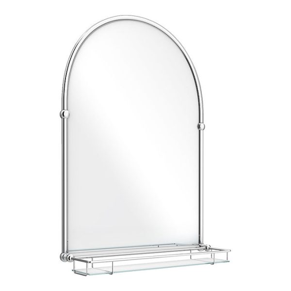 Chatsworth Traditional 700 x 490mm Arched Mirror with Glass Shelf   Chrome - Image 2