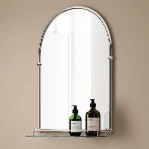 Chatsworth Traditional 700 x 490mm Arched Mirror with Glass Shelf   Chrome
