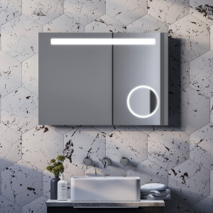 Toronto 700x500mm LED Mirror with Magnifier, Anti Fog Demist & Shaving Socket