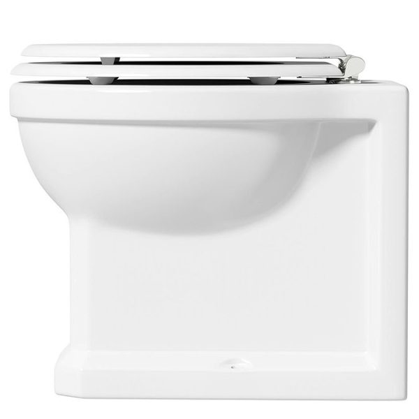 The Bath Co. Camberley Back To wall Toilet with White Wooden Seat - Image 6