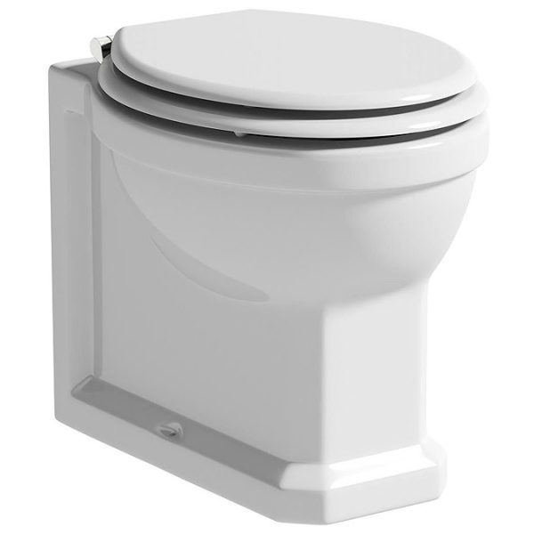 The Bath Co. Camberley Back To wall Toilet with White Wooden Seat - Image 3