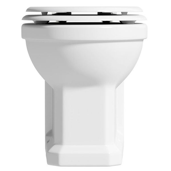 The Bath Co. Camberley Back To wall Toilet with White Wooden Seat - Image 4