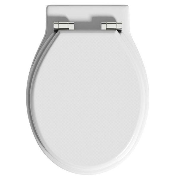 The Bath Co. Camberley Back To wall Toilet with White Wooden Seat - Image 5