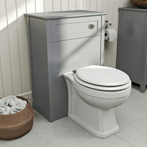 The Bath Co. Camberley Back To wall Toilet with White Wooden Seat - Image 2