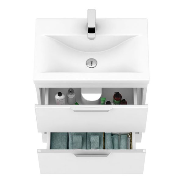 AquaSure Tribeca Waterproof PVC Vanity Unit Gloss White   600mm with Chrome Handles - Image 5