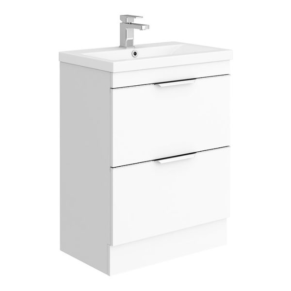 AquaSure Tribeca Waterproof PVC Vanity Unit Gloss White   600mm with Chrome Handles - Image 6