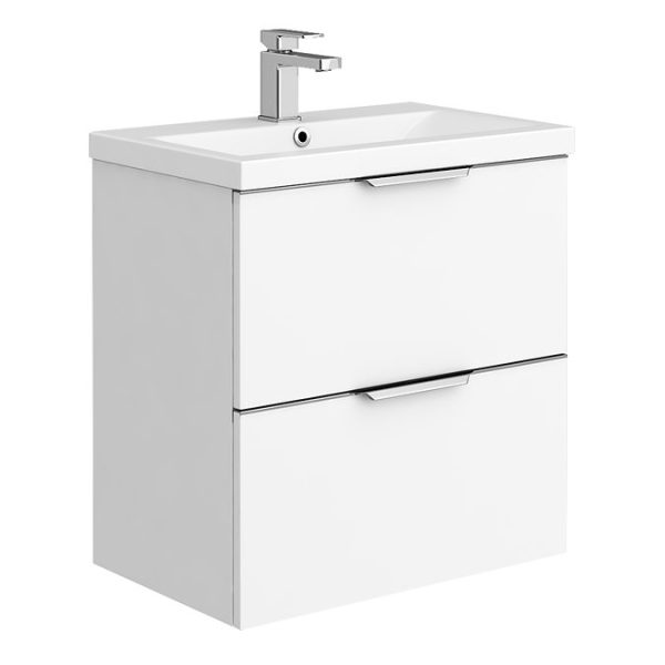 AquaSure Tribeca Waterproof PVC Wall Hung Vanity Unit Gloss White   600mm with Chrome Handles - Image 6