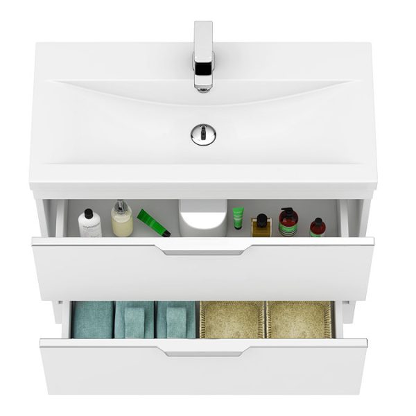 AquaSure Tribeca Waterproof PVC Vanity Unit Gloss White   800mm with Chrome Handles - Image 2