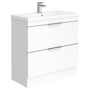 AquaSure Tribeca Waterproof PVC Vanity Unit Gloss White   800mm with Chrome Handles