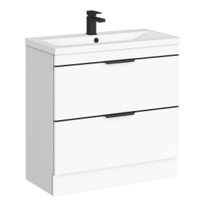 AquaSure Tribeca Waterproof PVC Vanity Unit Gloss White   800mm with Matt Black Handles