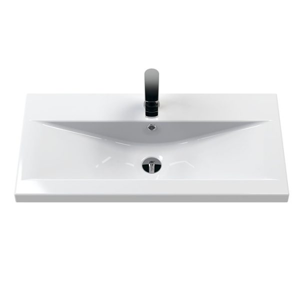 AquaSure Tribeca Waterproof PVC Wall Hung Vanity Unit Gloss White   800mm with Matt Black Handles - Image 2
