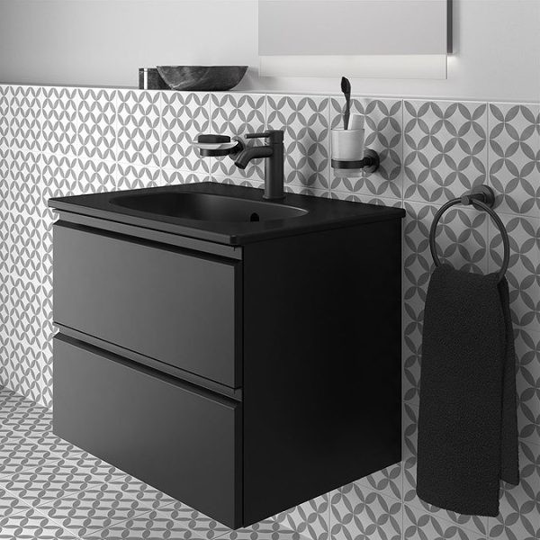 Ideal Standard Tesi Silk Black 600mm 2 Drawer Wall Hung Vanity Unit - Image 3