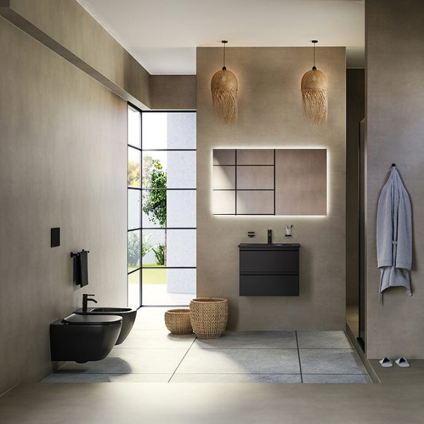 Ideal Standard Tesi Silk Black 600mm 2 Drawer Wall Hung Vanity Unit - Image 5