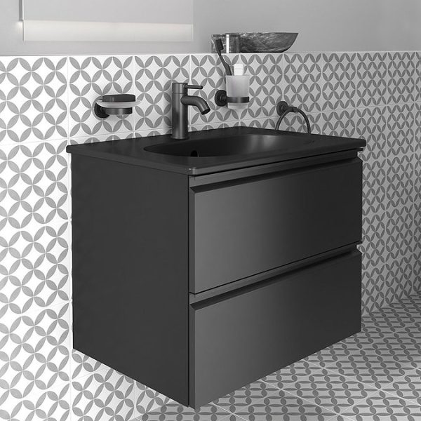Ideal Standard Tesi Silk Black 600mm 2 Drawer Wall Hung Vanity Unit - Image 2